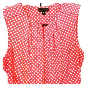 Coral / white  sleeveless blouse